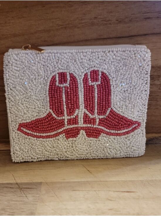 Handbags - Pink Cowboy boots beaded coin purse
